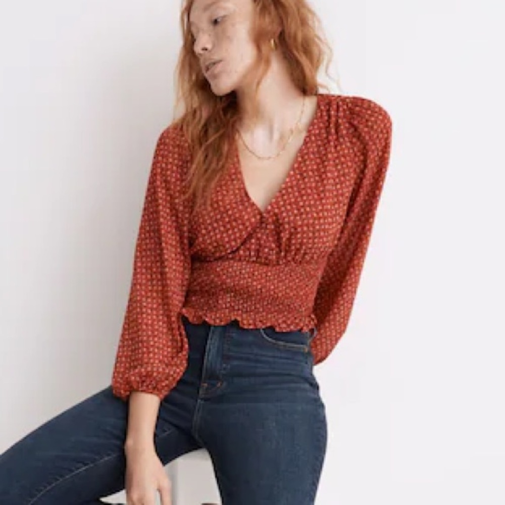 Julianne Smocked-Waist Top